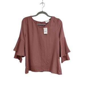 Everly Layered Ruffle Sleeve Blouse - Mauve